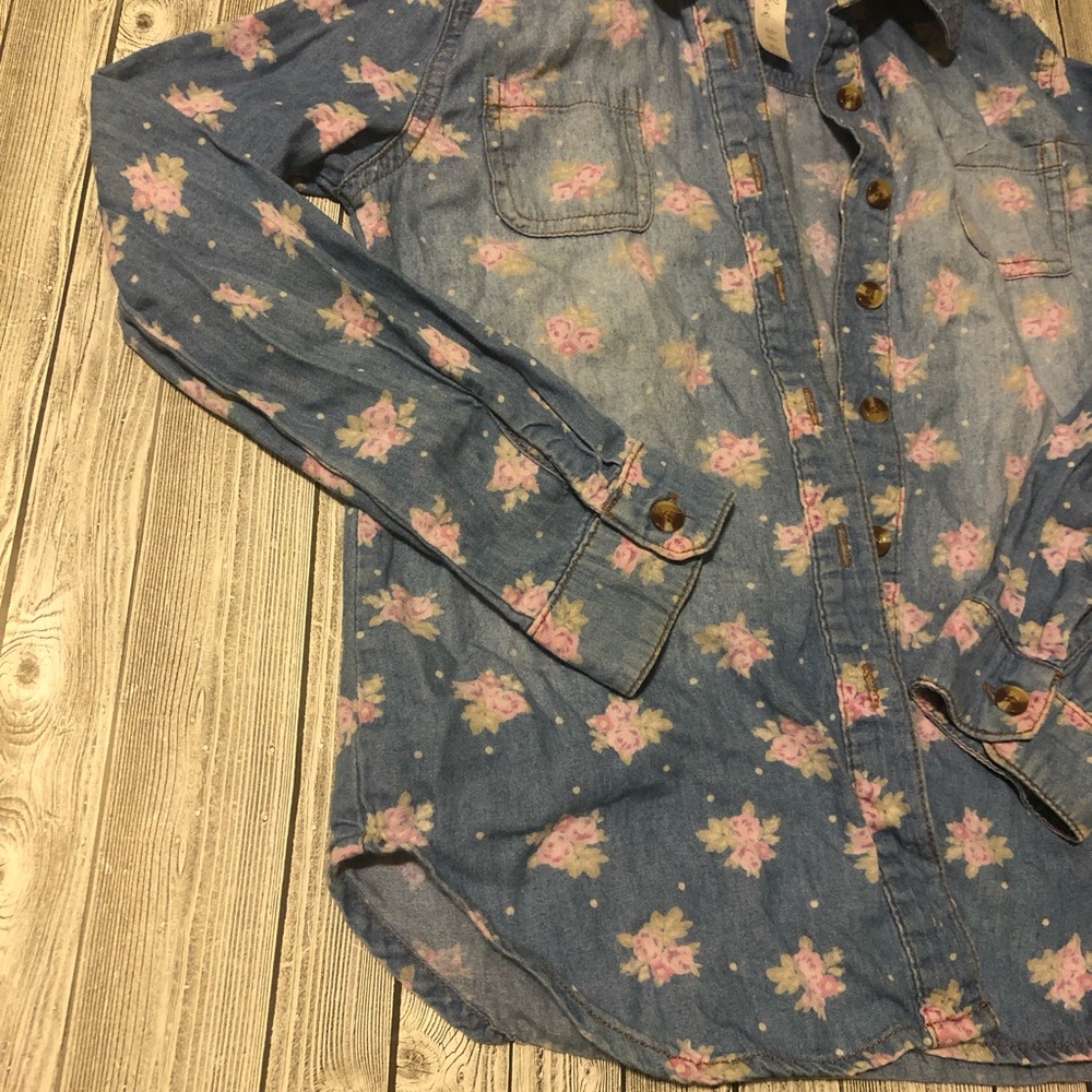 Girls 6/6x button up pretty floral button up